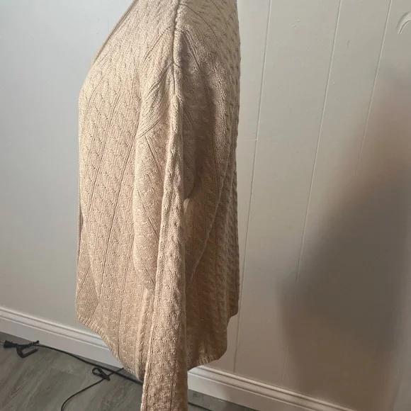 NWOT Charter Club WovenBeige Sweater Cardigan VNeck Button Down Size Large - Picture 6 of 10